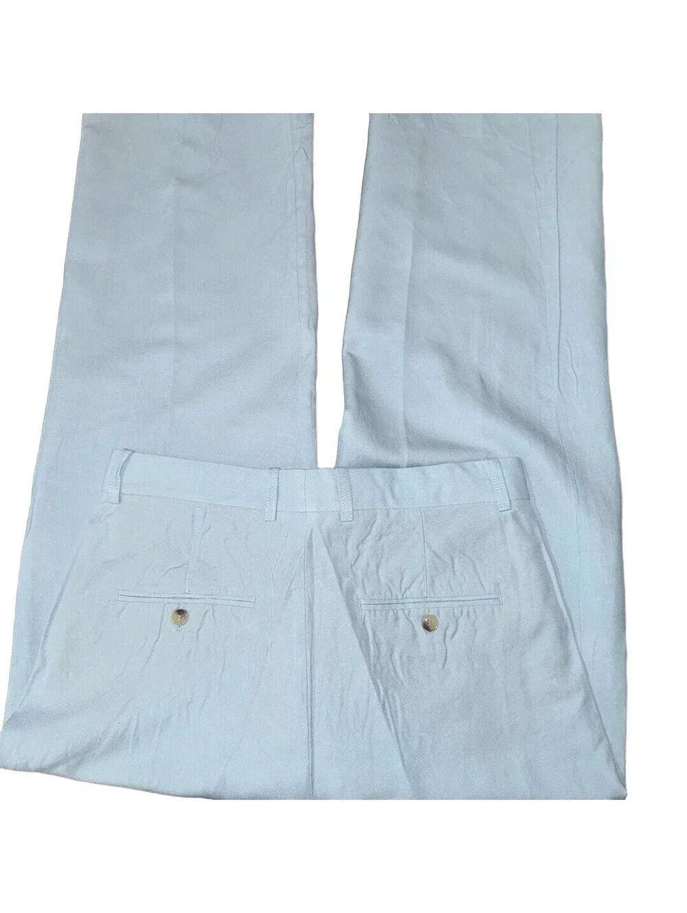 ZARA NWT ZW COLLECTION LINEN BLEND STRAIGHT FIT PANTS IN BLUE-SIZE LARGE